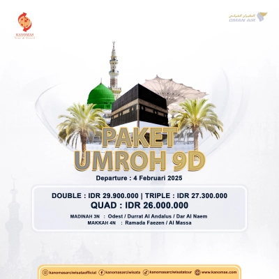 PAKET UMROH 9 HARI BY OMAN AIR 4 FEBRUARI 2025