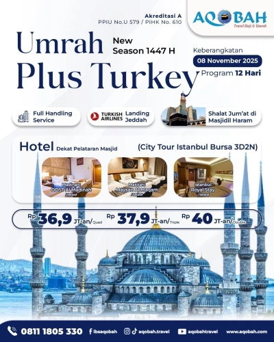 Umroh Plus Turki 08 - 20 November (13 hari)