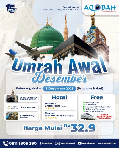 Umroh awal Desember keberangkatan 6 - 14 Desember