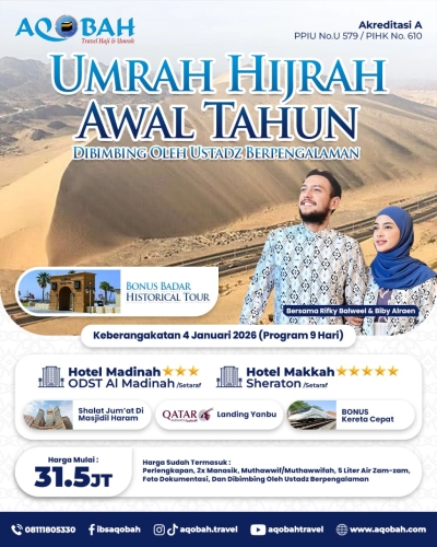 UMRAH HIJRAH AWAL TAHUN 04 – 12 JAN 2026 (9 Hari)
