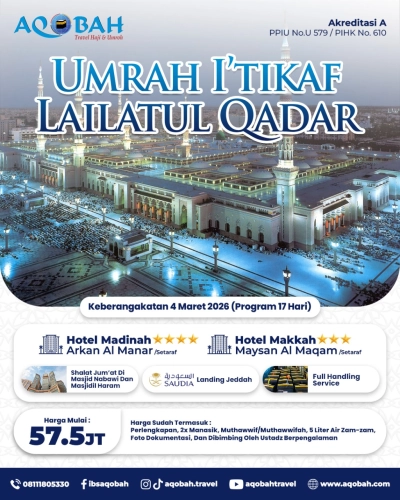 UMRAH I’TIKAF LAILATUL QADAR 04 – 20 MARET 2026 (17 Hari)