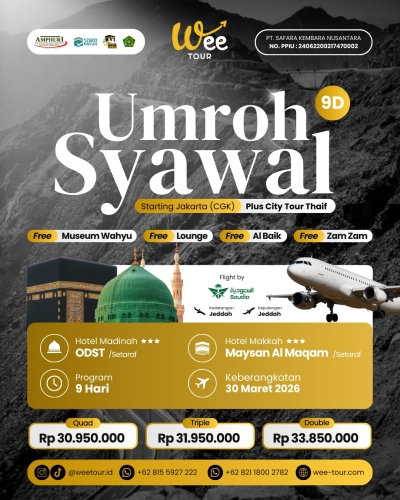 UMRAH SYAWAL PLUS CITY TOUR THAIF ( 9 HARI )